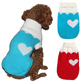 KUTKUT 2Pcs Small Dog Sweaters,Warm Turtleneck Knitted Girl Dog Clothes, Cute Heart Pet Knitwear Soft Puppy Pullover Vest Outfits - kutkutstyle
